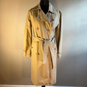 GAP Vintage 100% Cotton Double-Breasted Beige Belted Lined Trench Coat Size Med